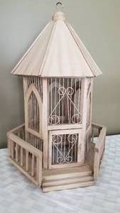 lot 28 image: Large Wood and Metal Ornate Bird Cage