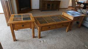 lot 2 image: WoodStone Coffee Table and 2 End Tables