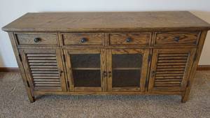lot 3 image: Beautiful Mission Point Wood TV Stand