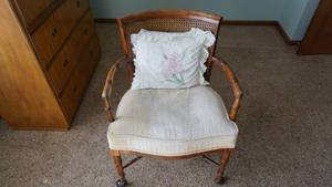 lot 7 image: Wood Chair with Cushion & Pillow