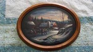 lot 10 image: Wood Oval Framed Terry Redlins Precious Memories Collection Picture