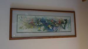 lot 24 image: Wood Framed Floral Picture