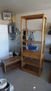 lot 36 image: TV Stand  Bernhardt Tall Wood Shelf