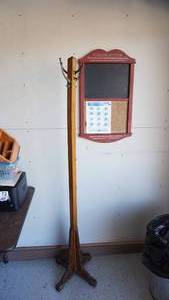 lot 74 image: Wood Coat Rack  Publick Notice Board