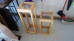 lot 78 image: 2 Wood Stands with Glass Tops
