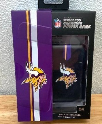 lot 46 image: NFL Minnesota Vikings Wireless Charging Smart Phone Power Bank