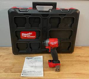 lot 1 image: Milwaukee Tool M18 FUEL 18V 14 Hex Impact Driver & Packout Case