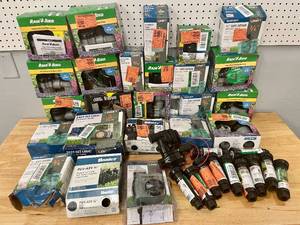 lot 16 image: Large Lot of Irrigation Supplies, Valves, Sprinkler Heads, Timers.