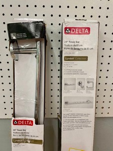 lot 24 image: Lot of 2 Delta 24 Lyndall Chrome Bathroom Towel Bars