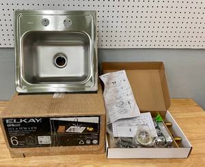 lot 25 image: Elkay 20 Gauge Stainless Steel 15 in. 2-Hole Drop-in Bar Sink