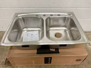 lot 29 image: Elkay Pergola Drop-In Stainless Steel 33 in. 4-Hole Double Bowl Kitchen Sink