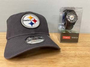 lot 51 image: Lot of NFL Pittsburg Steelers Merchandise-Mens Baseball Hat and Timex Watch