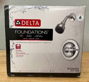 lot 54 image: Delta Foundations Single-Handle 1-Spray Shower Faucet Head Kit Chrome (Valve Included)