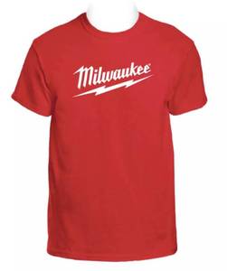 lot 55 image: Milwaukee Tool LOW MAINTENANCE EASILY TURNED ON Mens Red T-Shirt Size XL