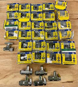 lot 65 image: Large Lot of Brass Craft Push Angle & Dual Outlet Valves