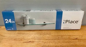 lot 61 image: In Place 24 Glass Bathroom Bracket Shelf