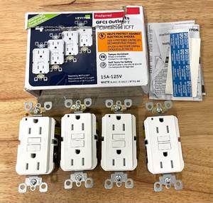 lot 94 image: 4 Pack GFCI Leviton Outlets White 15A-125V