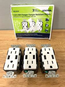 lot 95 image: 3 Pack USB Charger Tamper Resistant Outlets