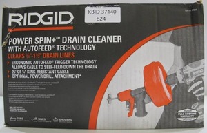 lot 824 image: Ridgid PowerSpin Plus Drain Cleaner Snake Tool 57043