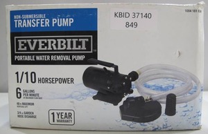 lot 849 image: Everbilt 110 HP Non-Submersible Transfer Water Removal Pump