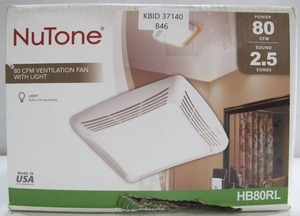 lot 846 image: NuTone HB80RL 80 CFM 2.5 Sone Ventilation Fan with Light