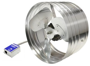 lot 817 image: Master Flow 1450 CFM SIlver Electric Powered Gable Mount Electric Attic Fan