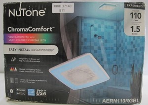 lot 811 image: NuTone ChromaComfort 110 CFM Ceiling Bathroom Exhaust Fan w Customizable Multi-Color LEDs