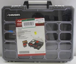 lot 871 image: Husky 16-12 in. X 12 In 8-Bin Deep Pro Small Parts Organizer, Black