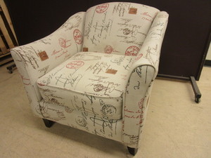 lot 602 image: ACCENT CHAIR, WITH FRENCHPARIS SCRIPT