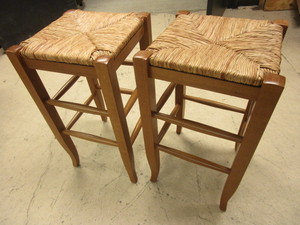 lot 614 image: STOOLS W WOOD FRAMES, RUSH SEATS