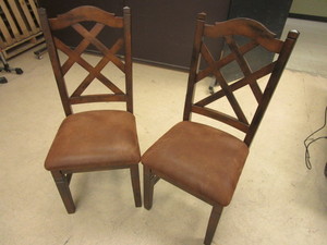 lot 618 image: SANTA FE STRESSED-BIRCH DOUBLE CROSS BACK CHAIRS