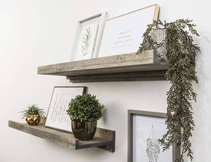 lot 29 image: Set of 2 Hutson DesignsRustic Luxe Floating Shelves, Weathered Gray
