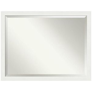 lot 11 image: Armanti Art Rectangle Matte White Beveled Glass Modern Mirror