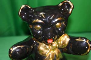 lot 36 image: 1950s Black Ceramic Teddy Bear Bank