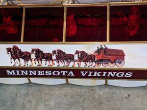 lot 1 image: Vintage Budweiser MN Vikings Stained Glass Pool Table Light