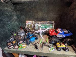 lot 157 image: RC Trucks, Helicopter, Snowmobile & Futaba Digital Proportional RC System
