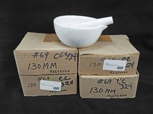 lot 69 image: Lot of 4 Ceramic 130 MM Mortar and Pestle Sets