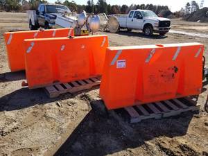 lot 221 image: Lot of (3) Plastic Road Dividers 65Lx19Wx36H (on pallet)
