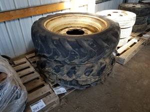 lot 291 image: Lot of (2) LSW 330 Industrial Tire on 10 Bolt Commercial Truck Rim (on pallet)