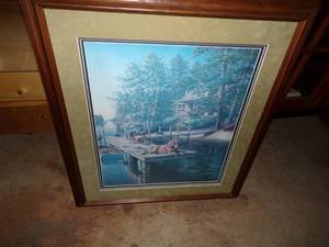Framed dog artwork