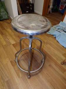 Rolling metal stool