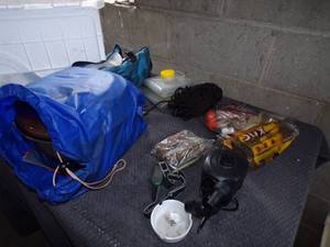 Clear Bin w Camping Supplies