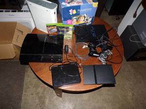 2 PlayStation 2, Playstation 3, DVD player, Picturemate -UNTESTED