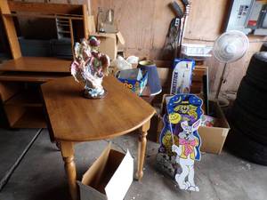 Household Lot- Tables, Desk, Nightstand, Fan and More