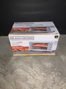 lot 24 image: BLACKDECKER CRISP N BAKE 1500 W 8-SLICE STAINLESS STEEL TOASTER OVEN WITH FLY BASKET. SEE PICTURES