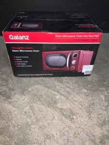 lot 45 image: GALANZ 0.7 CU. FT. 700-WATT COUNTERTOP MICROWAVE IN RED, RETRO. SEE PICTURES