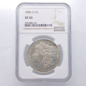 Certified 1886-O Morgan Silver Dollar, XF 45