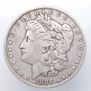 1886 Morgan Silver Dollar, Full Cotton Bolls