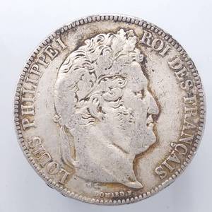 1839 5 Francs, 90% Silver, 22.5 g Actual Silver Weight
