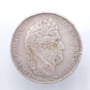 1844 5 Francs, 90% Silver, 22.5 g Actual Silver Weight